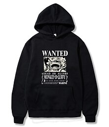 abordables -One Piece Monkey D.Luffy Sweat à capuche Anime Dessin Animé Animé Poche avant Art graphique Pour Couple Homme Femme Adulte Halloween Carnaval Estampage à chaud Plein Air du quotidien