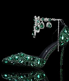 ieftine -Pentru femei pantofi de nunta Pantofi pumps Sandale de cristal Pantofi de mireasa Franjuri Toc Stilat Vârf ascuțit Elegant PU Buclă Argintiu Galben Deschis Galben