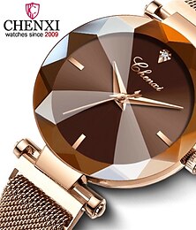 abordables -Reloj de cuarzo chenxi para mujer, 4 colores, geometría de corte de gemas, cristal de lujo, relojes de cuarzo para mujer, reloj de vestir para mujer