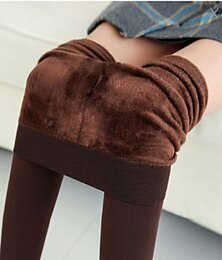cheap -Women's Fleece Pants Tights Full Length Black