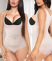 billige -Bodysuit Dame Sort Farve Net Elastisk Talje Daglig Sexet Tynde S