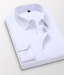 cheap -Men's Dress Shirt Button Up Shirt Collared Shirt Black White Dark Blue Long Sleeve Plain Collar Spring Fall Wedding Party Clothing Apparel