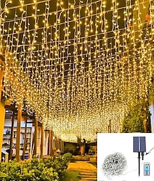 abordables -Guirlande lumineuse à glaçons pour réception de mariage élégante, lumières de Noël, décorations extérieures, 3 x 0,8 m, rideau lumineux à LED solaire, extérieur et intérieur, 8 modes avec