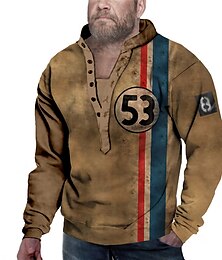 preiswerte -Herren Übergröße Pullover Groß und hoch Grafik-Drucke Stehkragen Langarm Frühling & Herbst Basic Designer Casual Groß und hoch Täglich Sport Oberteile