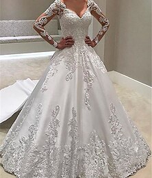 economico -Abiti da matrimonio formali per fidanzamento abito da ballo cuore dolce maniche lunghe strascico abiti da sposa in satin con bottoni e applicazioni