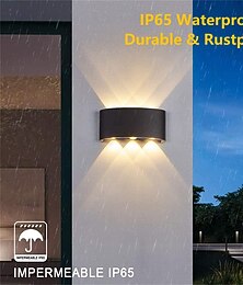 abordables -Applique extérieure/intérieure ip65 étanche led aluminium, 6w 3000k haut et bas éclairage blanc chaud applique murale extérieure incurvée à double tête pour chambre salon escaliers (noir/blanc)
