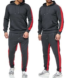 voordelige -Voor heren Trui met capuchon Trainingspak sweatsuit Joggingpakken Zwart Wit Geel Rood Grijs Capuchon Kleurenblok Lapwerk 2-stuks Sport & Outdoor Dagelijks Sport Basic Casual Groot en klein Herfst