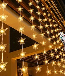 cheap -Star Window Curtain String Lights 3x2m Christmas Fairy Lights Waterproof USB Remote Control Garland Lights For Bedroom Wedding Xmas Holiday Decor 3X1M 3X2M