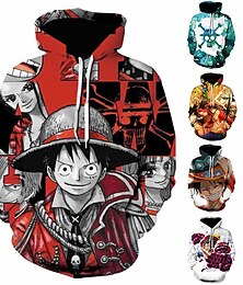 abordables -One Piece Monkey D Luffy Roronoa Zoro Sudadera Animé Dibujos Anime 3D 3D Harajuku Gráfico Para Pareja Hombre Mujer Adulto Vuelta al cole Impresión 3D