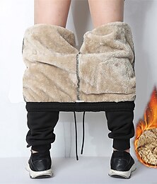 Χαμηλού Κόστους -Ανδρικά Σέρπα Παντελόνι Fleece Αθλητικές Φόρμες Τζόγκκερ Χειμωνιάτικο παντελόνι Τσέπη Κορδόνι Ελαστική μέση Σκέτο Ζεστό Moale Causal Καθημερινά Μοντέρνα Κομψό στυλ street Μαύρο / Άσπρο Μαύρο