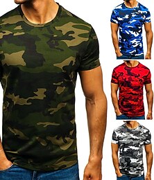 cheap -Men's T shirt Tee Cool Shirt Camo Shirt Camo / Camouflage Crew Neck Daily Holiday Short Sleeve Clothing Apparel Lightweight Casual Comfortable