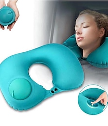 baratos -Travesseiro de viagem inflado travesseiro de pescoço tpu em forma de u para travesseiro inflável de viagem
