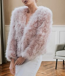 cheap -Faux Fur Wraps Shawls Women's Wrap Pure Elegant Long Sleeve Faux Fur Wedding Wraps With Pure Color For Wedding Fall