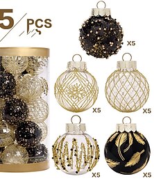 cheap -Christmas Baubles,  Christmas Ornament Decorations Shatterproof Ornaments Black and Gold Color Painted Christmas Baubles Decorations for Party Wedding Christmas Decor