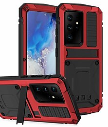 cheap -Phone Case For Samsung Galaxy S23 S22 S21 S20 Plus Ultra Note 20 Ultra A32 Full Body Case with Stand Holder Dustproof Military Grade Protection Solid Colored Armor Tempered Glass Metal Aluminium