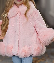 economico -Bambino (1-4 anni) Da ragazza Cappotto in pelliccia sintetica Tinta unica Di tendenza Esterno Cotone Cappotto Capispalla 3-7 anni Inverno Nero Rosa Grigio chiaro