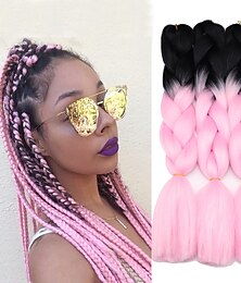 economico -Trecce per capelli a crochet Jumbo Trecce a scatola Rosa Capelli sintetici 24 pollice Capelli intrecciati 5 pezzi