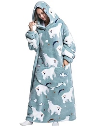 cheap -Adults' Oversized Hoodie Blanket Wearable Blanket With Pocket Bear Dinosaur Dog Character Onesie Pajamas Flannel Cosplay For Men and Women Carnival Animal Sleepwear Cartoon