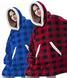 cheap -Adults' Oversized Hoodie Blanket Wearable Blanket With Pocket Solid Color Onesie Pajamas Flannel Cosplay For Men and Women Carnival Animal Sleepwear Cartoon