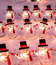 abordables -noël santa jeu de lumières bonhomme de neige cloches bonbons lumières décor led fée jeu de lumières 3m-30leds 2m-20leds alimenté par batterie arbre de noël jardin maison fête atmosphère décoration