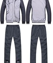voordelige -Voor heren Trainingspak sweatsuit 2-stuks Volledige ritssluiting Straat Lente Lange mouw Opstaand waterdicht Winddicht Ademend Hardlopen Wandelen Joggen Sportkleding Sportkleding Gestreept Zwart Wit