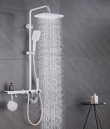 abordables -Grifo de ducha, sistema de ducha Sistema de cabezal de ducha tipo lluvia Ducha de mano incluida Ducha multirociador Acabados pintados contemporáneos Montaje exterior Válvula de cerámica Grifos