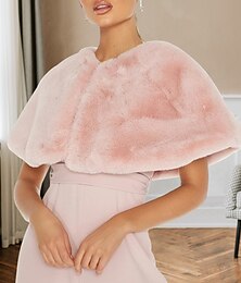 cheap -Faux Fur Wraps Shawls Women's Wrap Pure Elegant Sleeveless Faux Fur Wedding Wraps With Pure Color For Evening Party Fall