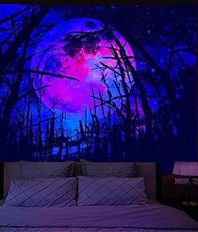 economico -arazzo a luce nera reattivo ai raggi UV che brilla al buio festa al neon paesaggio psichedelico trippy nebbioso appeso arazzo arte murale per soggiorno camera da letto