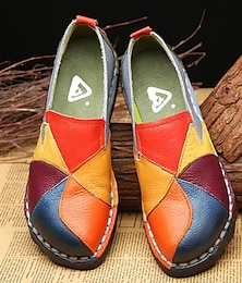 ieftine -Pentru femei Slip-On-uri Mocasini Mărime Plus Size Mocasini clasici Pantofi de confort În aer liber Birou Muncă Vară Toc Drept Vârf rotund Epocă Clasic Casual Plimbare Imitație Piele PU Loafer Bloc