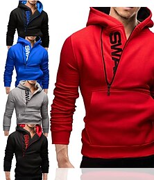 voordelige -Voor heren Trui met capuchon Trainingsshirt Hardloopshirt Halve rits Lange mouw T-shirt Sportief Lente Capuchon Thermisch Warm Ademend Sneldrogend Vochtregelerend Hardlopen Joggen Opleiding