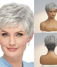 economico -Cappelli veri Parrucca Corto Liscio Con frangia Grigio scuro Soffice Da donna Facile da indossare Senza tappo Brasiliano Per donna Grigio 8 pollici Festa / Serata Giornaliero Da tutti i giorni
