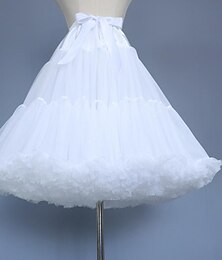 preiswerte -Damen Minimantel Mini Röcke Rüsche Layer-Look Tüll Einfarbig Leistung Party Ganzjährig Organza Modisch Schwarz Weiß
