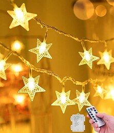 billige -julestjerne fe string lys batteridrevet 10m 80led med fjernkontroll for innendørs utendørs hjemmefest hage uteplass bryllup juletre hengelys julepynt lys