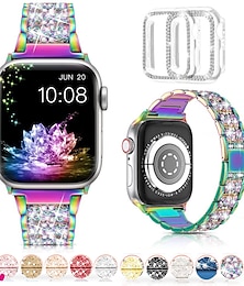 abordables -[1+2Paquete] Pulsera de joyería Compatible con Apple Watch Correa 38mm 40mm 41mm 42mm 44mm 45mm 49mm con caso Diamante brillante Diamantes Sintéticos correa de repuesto para iwatch Series Ultra 8 7 6
