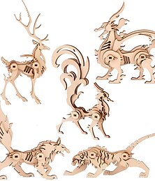 halpa -3D-puiset palapelit eläinmalli - keräilyesineet puiset mallisarjat aikuisille kirjoituspöytälahja pojille/tytöille (5 kpl)