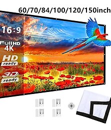 billige -Projector Screen 4K Movie 16:9 HD 60 72 84 100 120 150 inch Foldable and Portable Anti-Crease Indoor Outdoor Projection Video for Home Party Office  Classroom World Cup Game