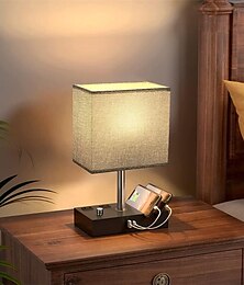 cheap -Bedroom Table Lamp American Simple Nordic Knob Dimming Mobile Phone Bracket Usbc Rechargeable Bedside Lamp