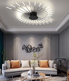 economico -plafoniera moderna, facile da installare, lampada da soffitto con paralume in acrilico, per camera dei bambini, camera da letto, soggiorno, luce neutra a forma di fiore 4000k (nero/oro, 42 teste)
