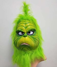 abordables -Papá Noel Monstruo Verde Peludo Mascara facial Unisexo Navidad Nochebuena Navidad Niños Adulto Fiesta Navidad Máscara