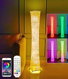 economico -lampada da terra intelligente, lampada alta rgb da 61", lampadine intelligenti a led dimmerabili e cambia colore rgbw e paralume in tessuto bianco, con telecomando, lampada da terra per soggiorno, camera da letto e sala giochi