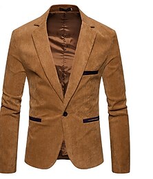 preiswerte -Herren Cordjacke Blazer Sakko Geschäft Urlaub Langlebig Lässig / Alltäglich Tasche Winter Frühling & Herbst Solide / einfarbig Warm-Ups Komfort Gerader Kragen Standard Burgunderrot Dunkelmarine Kaki