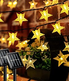 abordables -guirlandes solaires étoiles 2 pack 12m 50leds star 8 modes d'éclairage guirlandes solaires étanche led guirlandes lumineuses playhouse pelouse patio paysage décor lumières pour garden party