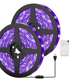 cheap -LED UV Black Light Strip Purple LED Light Strip USB Interface with Switch or Battery Box SMD2835 380-400NM UV LED No-waterproof Black Light Lamp Suitable for Fluorescent Dance and UV Body Coating