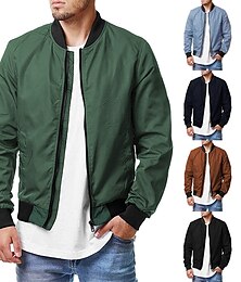 cheap -Men's Hiking Jacket Bomber Jacket Outdoor Thermal Warm Windproof Breathable Lightweight Outerwear Windbreaker Trench Coat Fishing Climbing Camping / Hiking / Caving Black khaki Navy Blue Peacock Blue