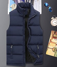abordables -Homme Manteau d'hiver Veste d'Hiver Gilet matelassé Gilet Sport & Loisir Polyester Chaud Noir Rouge Bleu Vert Gilet
