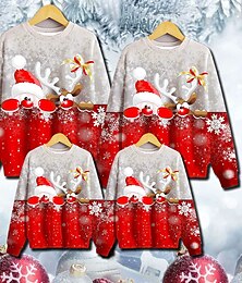 お買い得  -家族醜いクリスマス スウェットシャツ プルオーバー サンタ クロース ヘラジカ カジュアル クルーネック グリーン ブラック ブルー 長袖 愛らしい マッチング衣装
