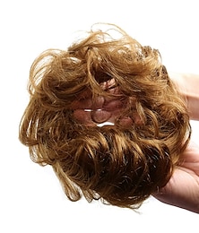 economico -chignon disordinato capelli umani scrunchie istantaneo up-do ciambella chignon ricci ondulati posticci per le donne (#8 marrone/marrone chiaro)