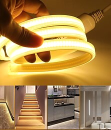 baratos -Luzes de tira led cob 220v à prova d'água decoração ao ar livre ra 80 alta brig 220v decoração ao ar livre à prova d'água 360 leds/m ra 80 alto brilho 3000k 4000k 6000k fita flexível fob light