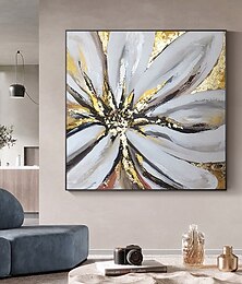 billiga -handgjord oljemålning canvas väggkonst dekoration modern abstrakt gyllene kronblad för heminredning rullad ramlös osträckt målning