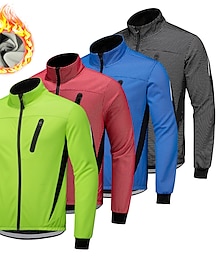 halpa -Miesten Pyöräilytakki Talvi Pidä lämpimänä Fleece-vuori Tuulenkestävä Sateenkestävä vetoketju Pyörä Takki Tuulitakit Maastopyöräily Maantiepyöräily Kaupunkipyöräily Musta Rubiini Sininen
